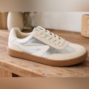 DV by Dolce Vita Voyage Cream and Silver Sneakers